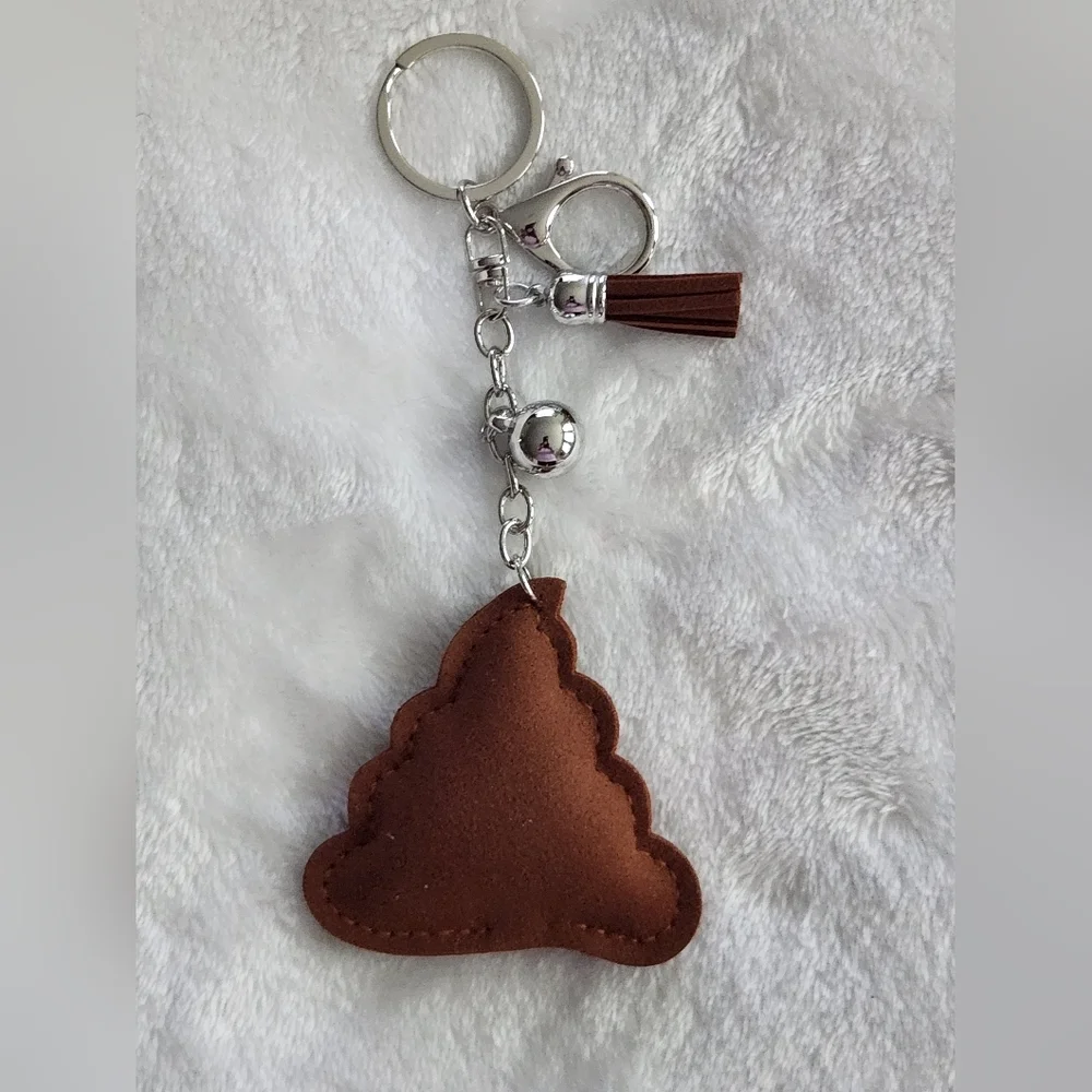 Brown Poo Emoji Keychain with Rhinestones Bag Charm